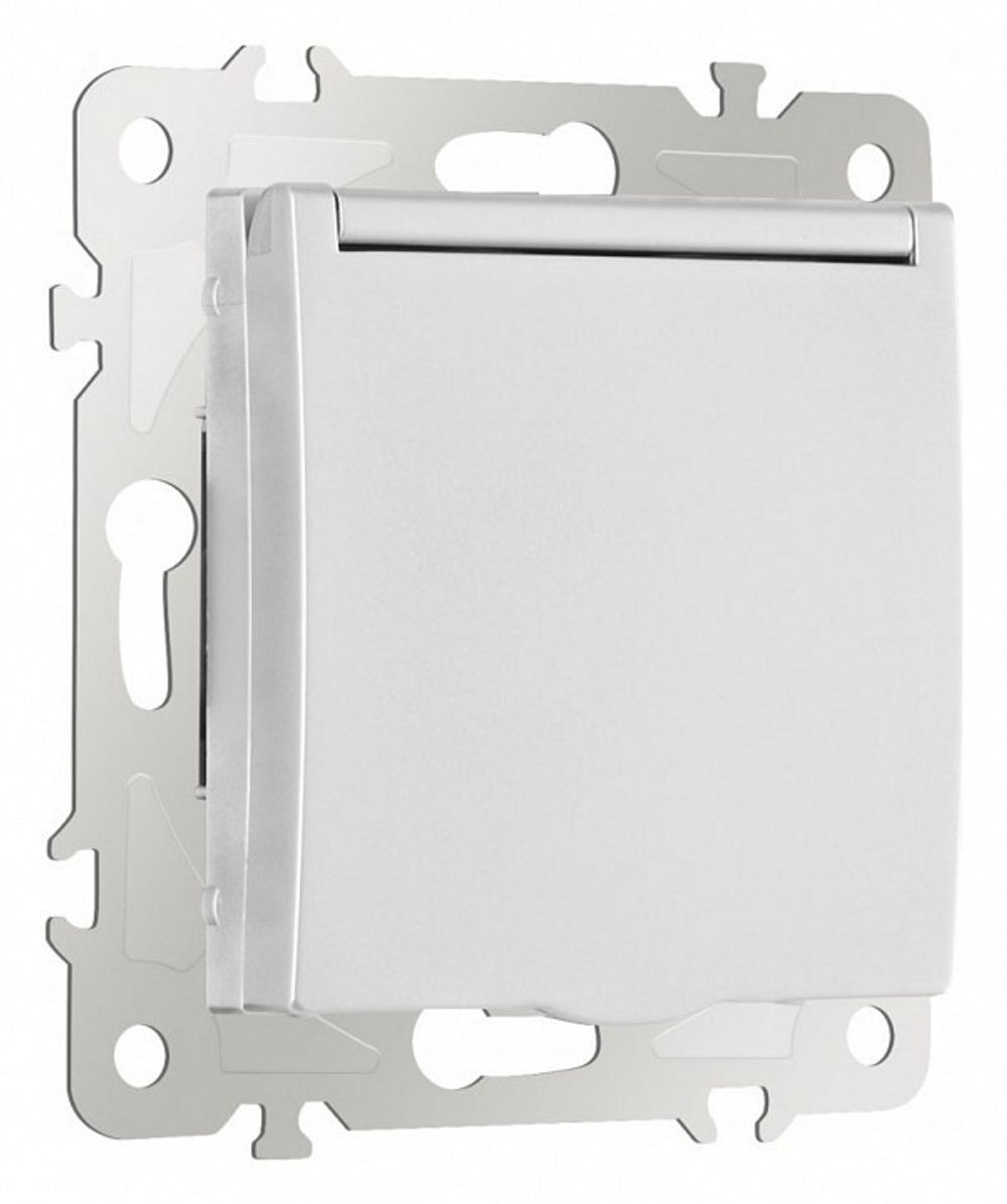 Розетка влагозащищенная с заземлением и со шторкой с крышкой Arte Milano am-206 206.41-1.silver