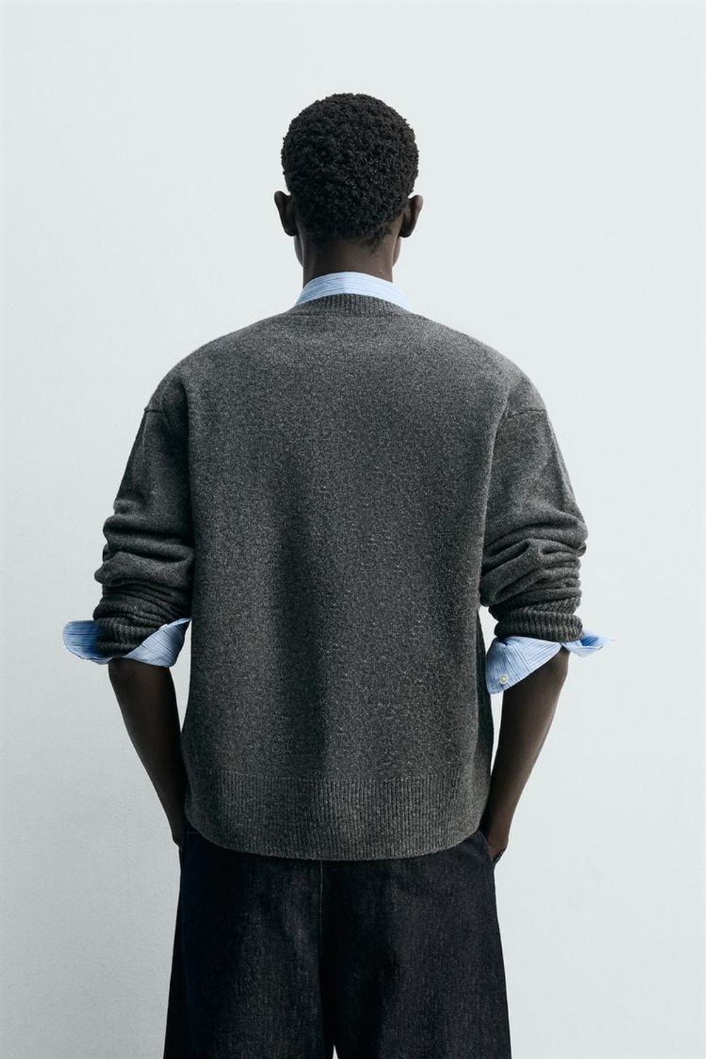 ZARA КАРДИГАН RELAXED FIT ИЗ СМЕСОВОЙ ШЕРСТИ, СЕРЫЙ