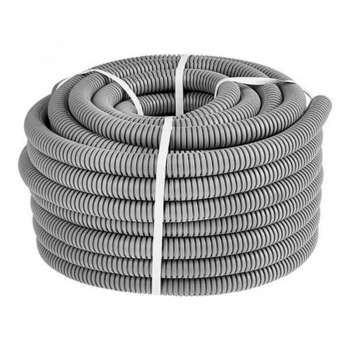 Труба гофрированная D16 мм 100 м ПНД легкая с протяжкой цвет серый