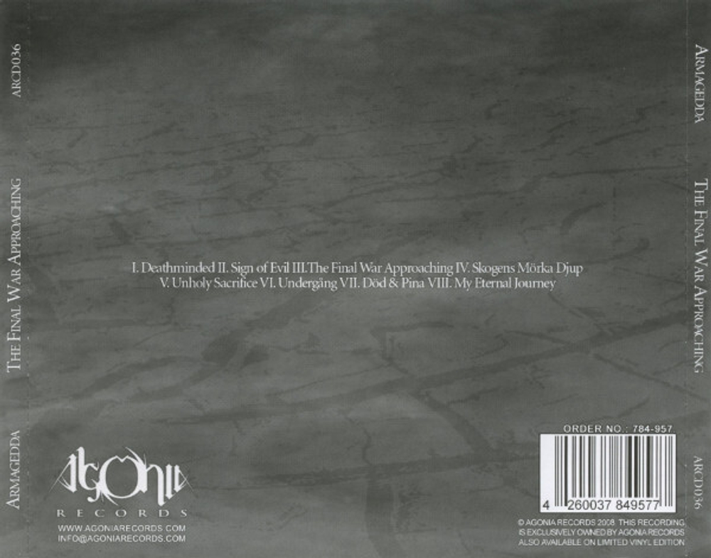 ARMAGEDDA - The Final War Approaching CD, музыкальный компакт диск, black metal