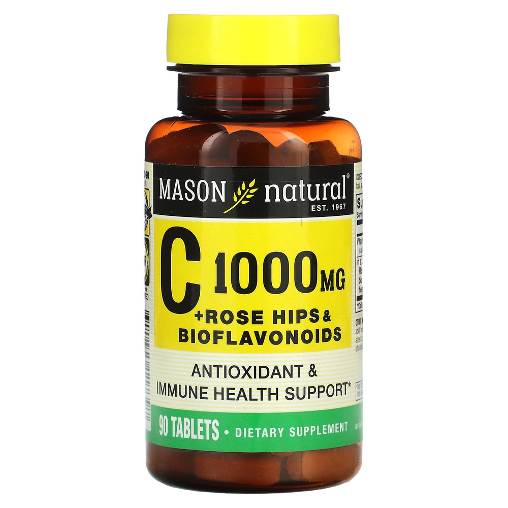 Mason Natural, Витамин C с шиповником и биофлавоноидами, 90 таблеток