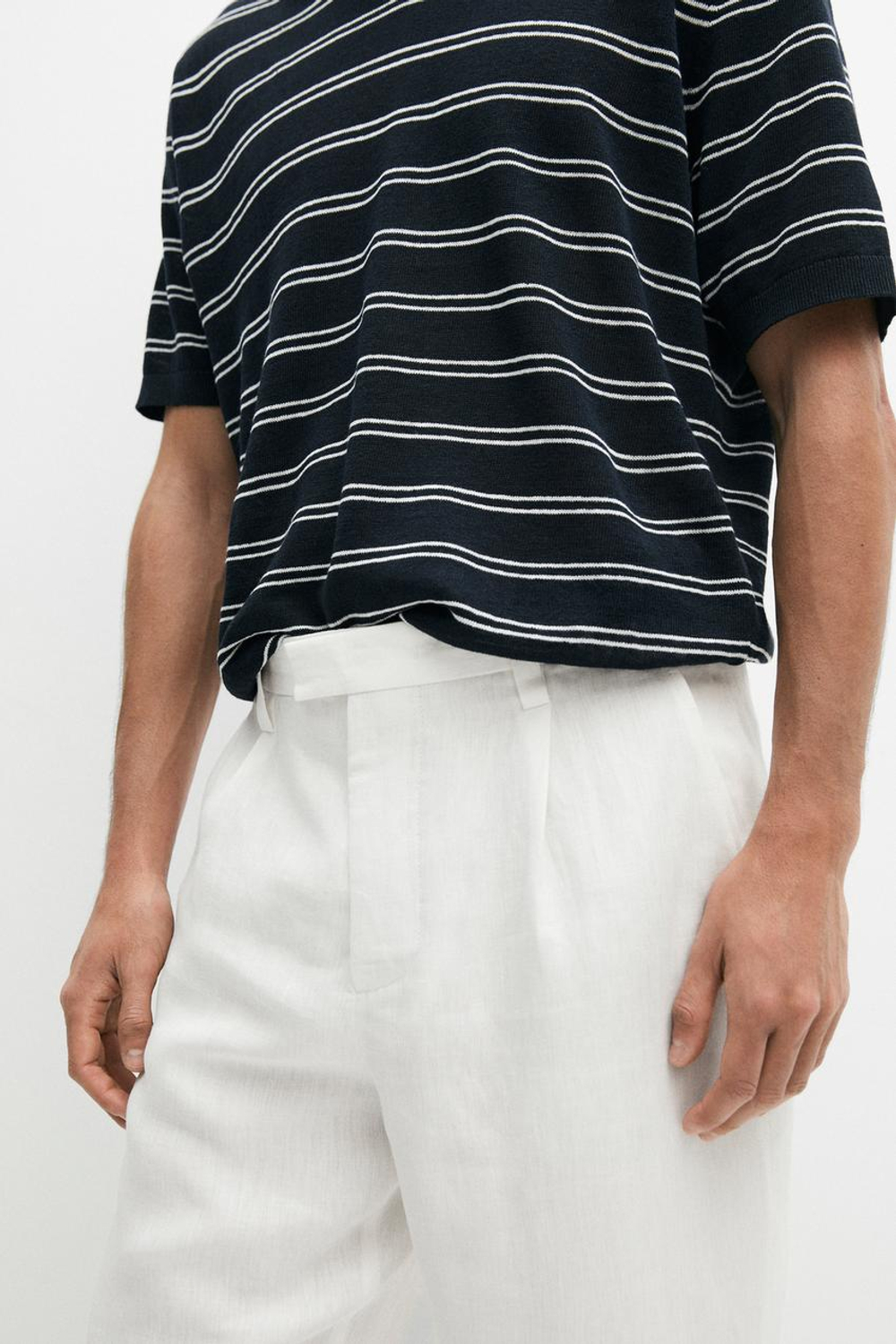Massimo Dutti Брюки из 100% льна с вытачками, белый