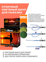 Плетеный шнур для рыбалки PE ULTRA LIGHT Black 0,04mm 135m