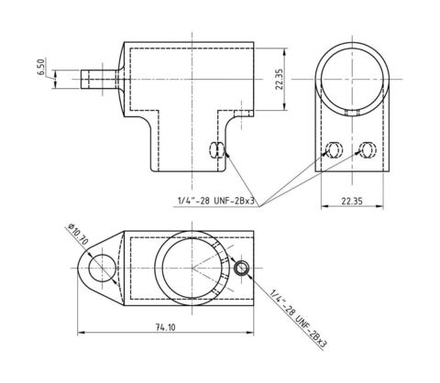 Тройник леера 7/8" (22,2 мм), 90 град с петлей