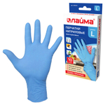 Перчатки нитриловые многоразовые ОСОБО ПРОЧНЫЕ, 5 пар (10 штук), размер 8-9, L (большой), голубые, LAIMA