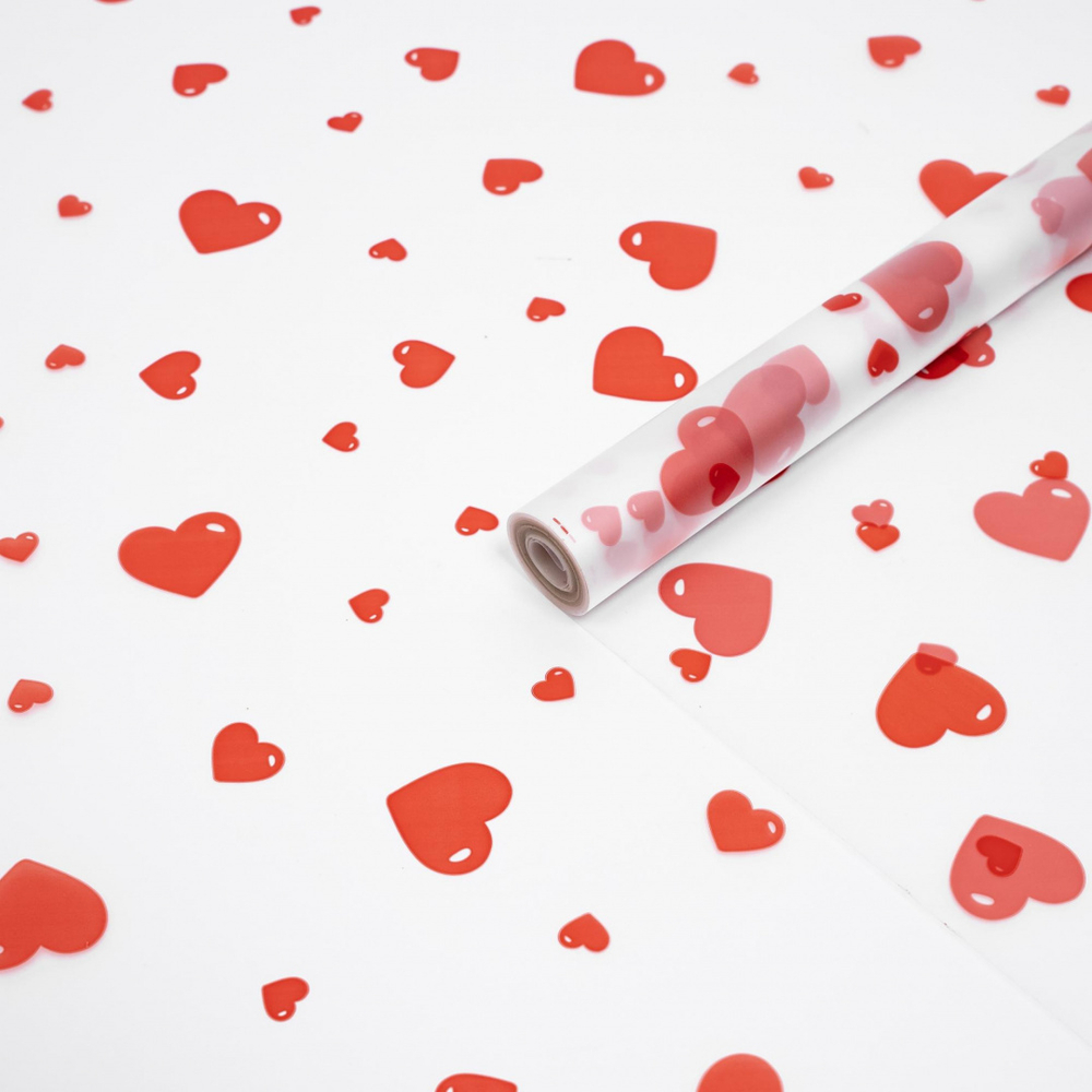 Пленка матовая "Сердечки разные" 70см*200гр