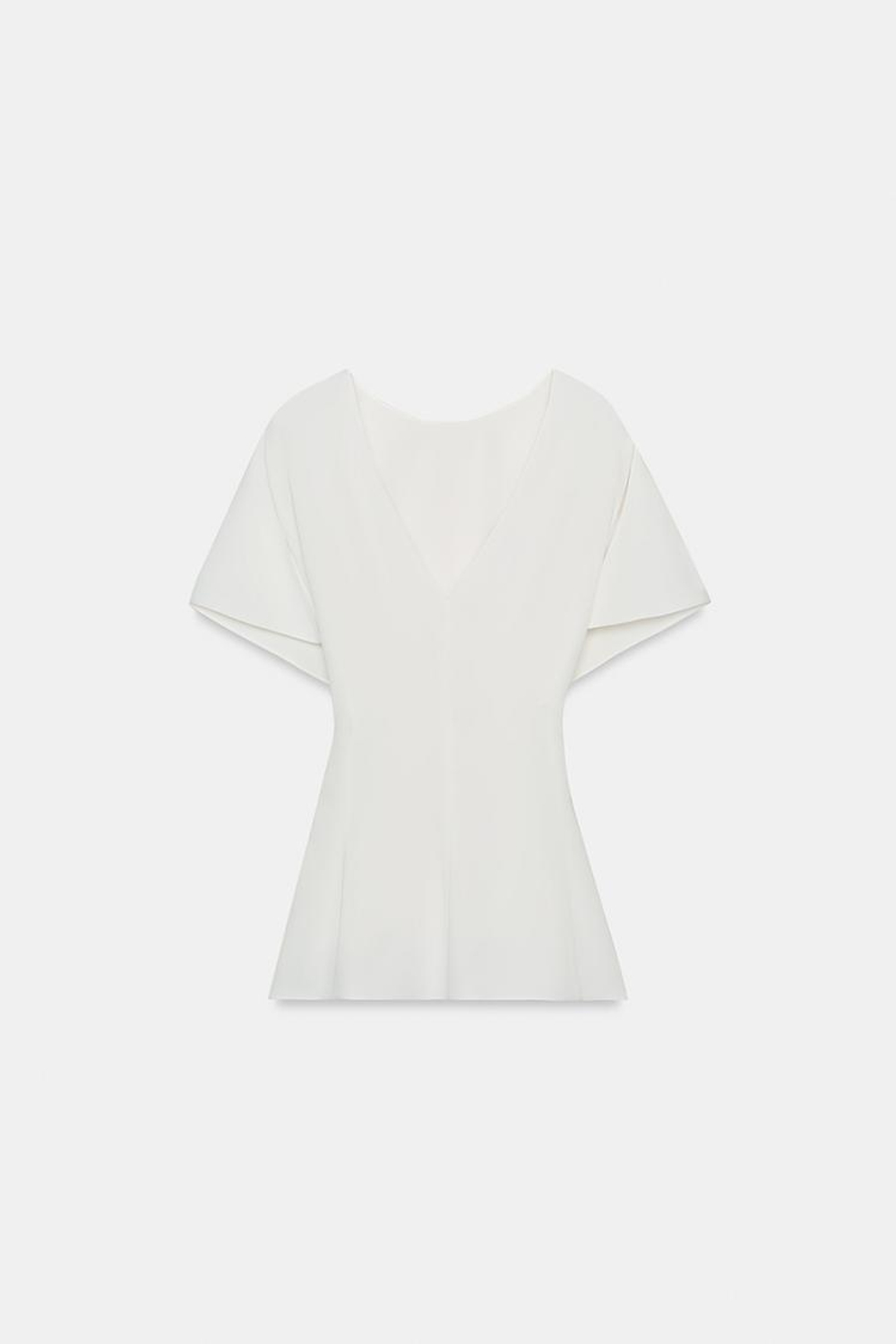 ZARA ТОП С КОРОТКИМИ РУКАВАМИ — ZW COLLECTION, ЖЕЛТОВАТО-БЕЛЫЙ