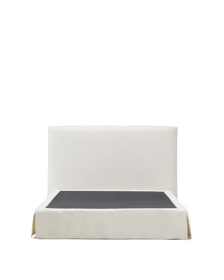 Кровать Jaira из белого шенилла со съемным чехлом для матраса 160x200 см