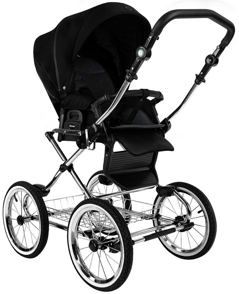 Детская коляска Roan Bass Next Classic d14 2.0 3 в 1 с автокреслом Tutis Elo Lux EduSky Black BSNC/95/2 Caviar/Black/руч.Cappuccino