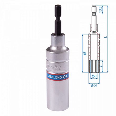 Цена на KING TONY (76C1117M) Головка для шуруповерта шестигранная 1/4", 17 мм, L = 110 мм