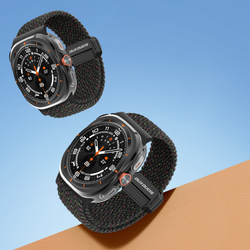Эластичный ремешок черного цвета (Black Unity) от Dux Ducis для смарт часов Samsung Watch Ultra 47MM, серия Strap (Mixture Pro Series)