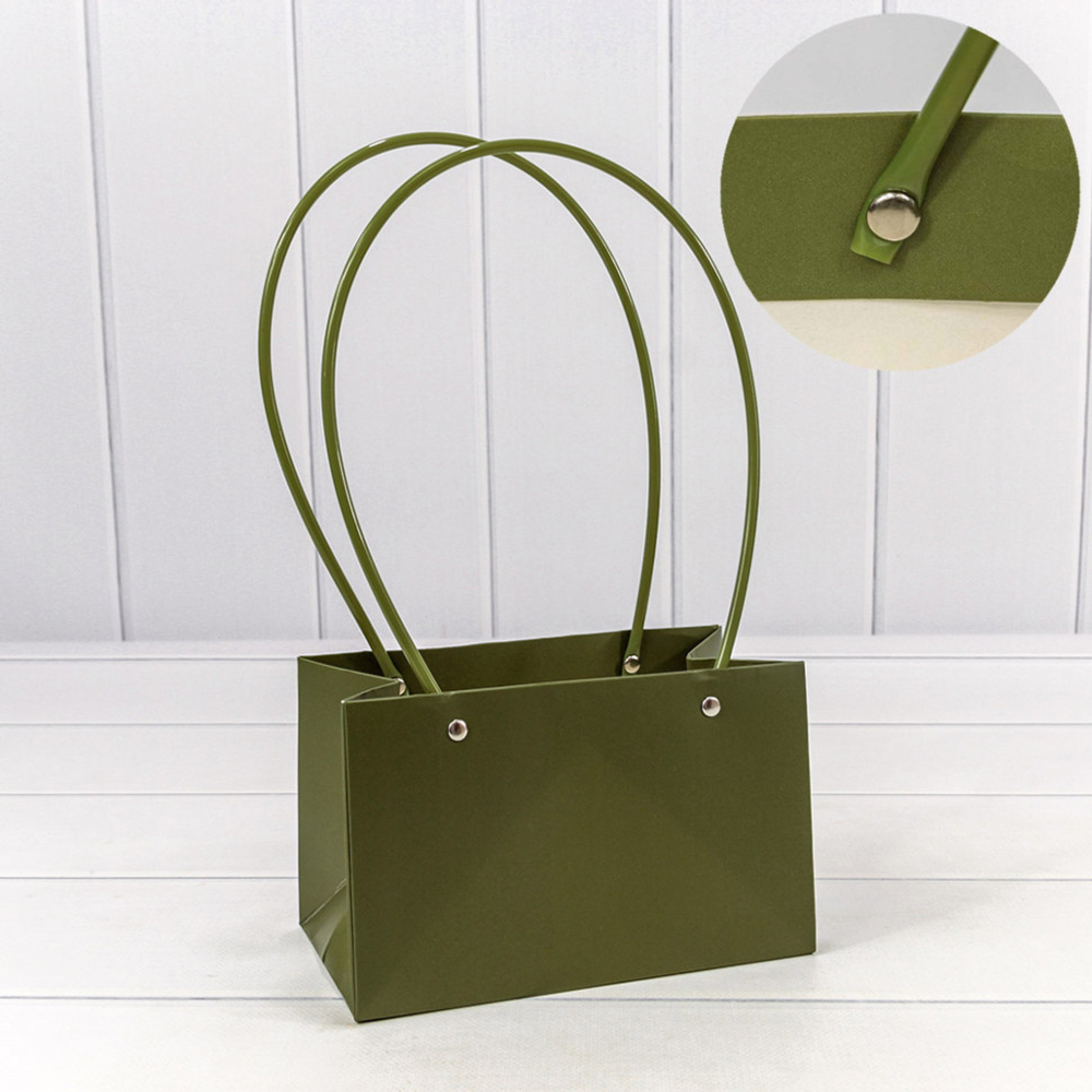 Пакет подарочный 19х12х10.5см Ваза для цветов (Зеленый)