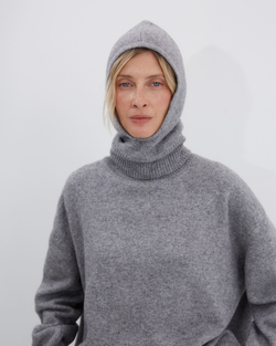 Капор из смесового кашемира светло-серый