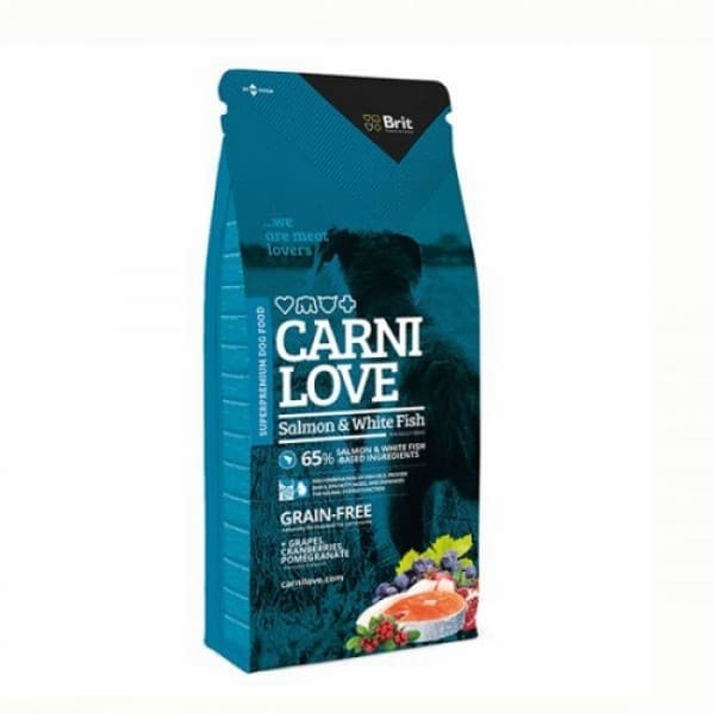 Brit Carnilove Salmon & White Fish 12кг беззерновой с лососем и мясом д/взр. собак Brit Carnilove Salmon & White Fish 12кг беззерновой с лососем и мясом д/взр. собак