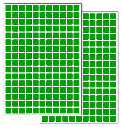 Зеленые виниловые наклейки для маркировки Policomprint М14, 10х10 мм. 352 шт.