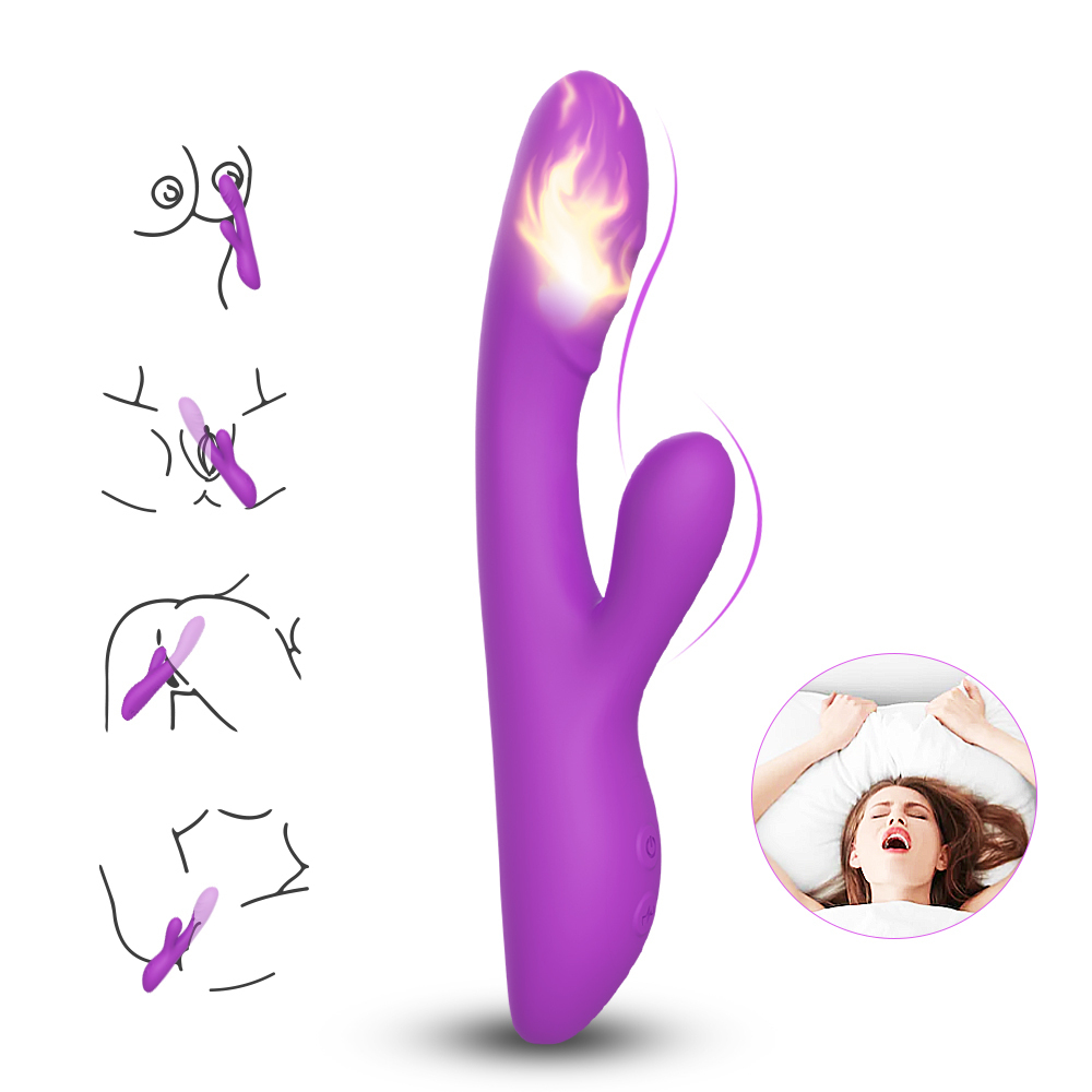 Вибратор Useeker USK-V06 PU с клитор. стим-ей и с эф-ом подогрева Spark Silicone+ABS аккум.224*42*65