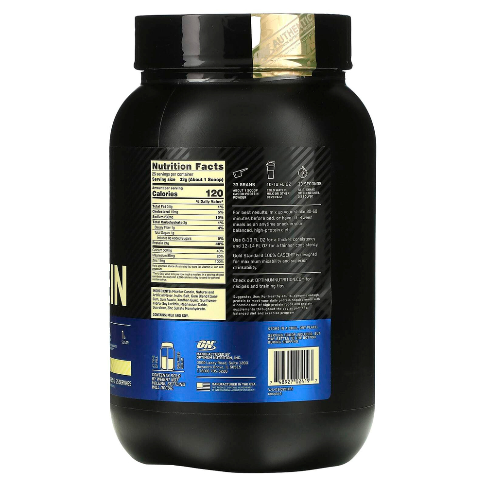 Optimum Nutrition, Gold Standard®, 100% казеин, со вкусом ванили, 825 г (1,81 фунта)