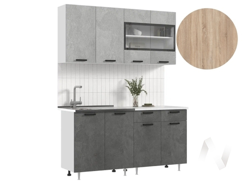 Кухня Рио NEW ЛДСП 1;6м (белый/бетон светлый; бетон темный/сонома)