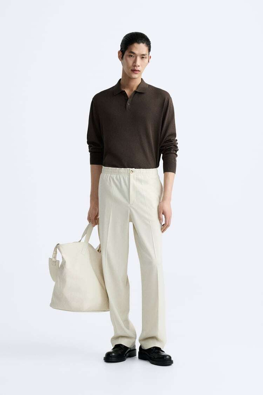 ZARA БРЮКИ-ДЖОГГЕРЫ КОМФОРТНОЙ ПОСАДКИ, БЕЖЕВЫЙ