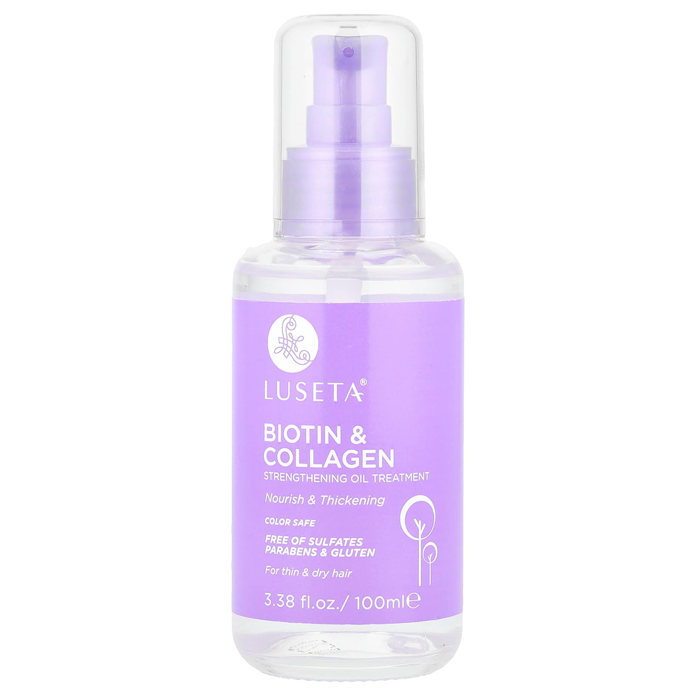 Luseta Beauty, Биотин и коллаген, укрепляющее масляное средство, для тонких и сухих волос, 100 мл (3,38 жидк. Унции)