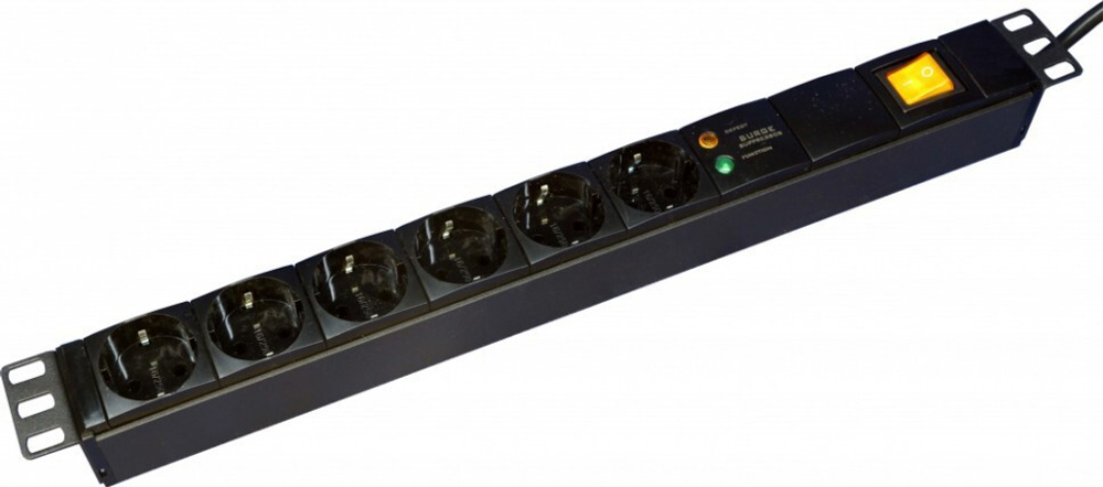 Блок розеток 19", 6 розеток Eurolan 60A-61-07-06BL