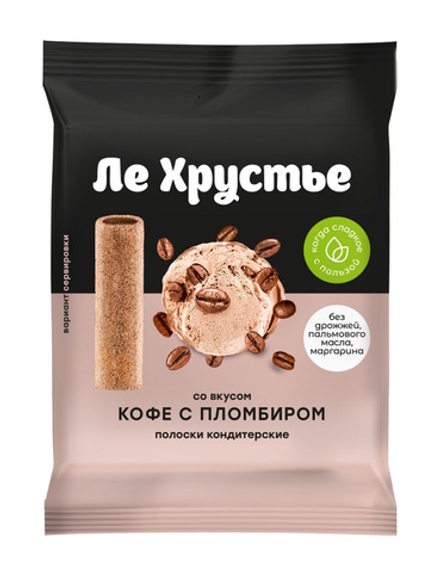 Полоски кондитерские "Ле Хрустье" со вкусом кофе с пломбиром 100г. Витебскхлебпром