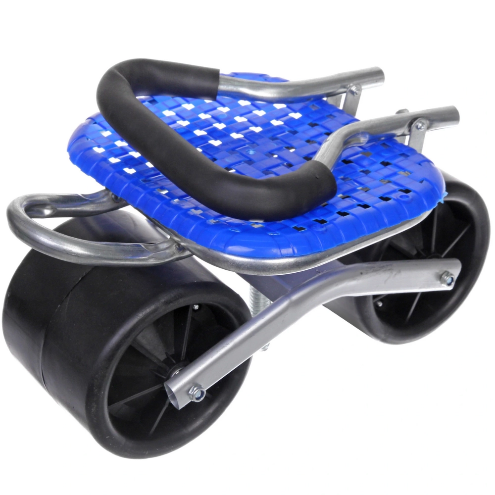 Стул садовый на колесах для прополки и работы в саду 35*47*14см с поворотным механизмом(360°) складная спинка, цвет синий