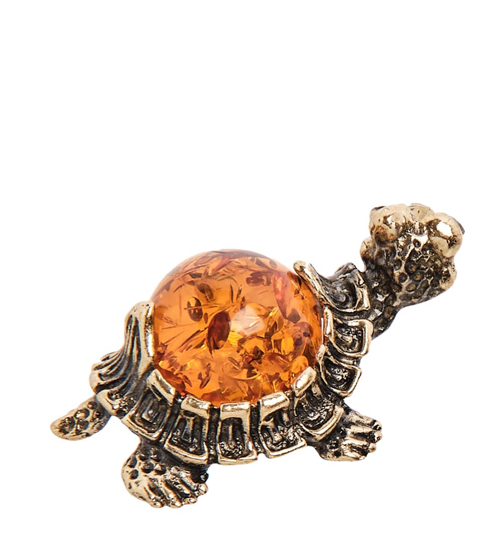 Народные промыслы AM-3225 Фигурка «Черепаха глазастик» (латунь, янтарь)