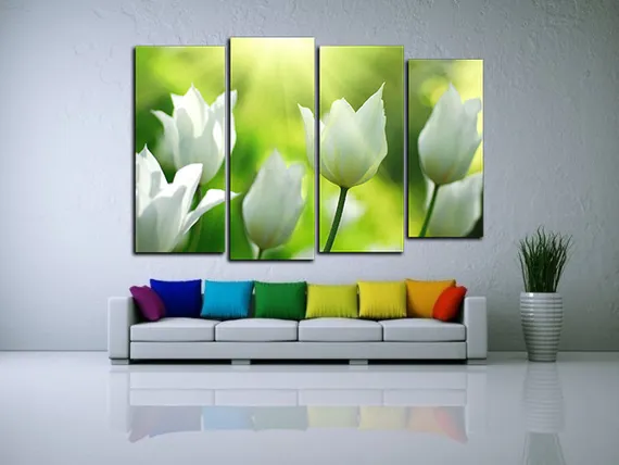 Модульная картина "Белые тюльпаны"