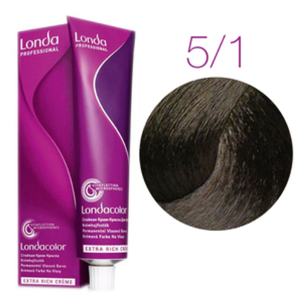 Londa Color стойкая крем-краска, 5/1 светлый шатен пепельный, 60мл