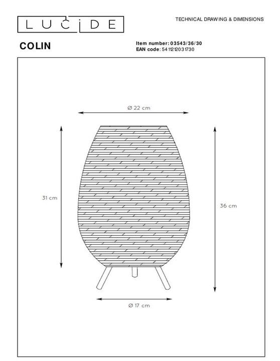 Настольная лампа Lucide Colin 03543/36/30