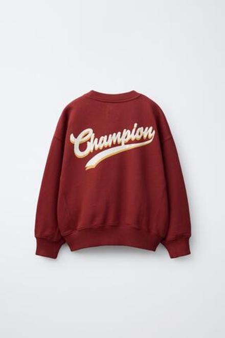 ZARA X CHAMPION ® ТОЛСТОВКА С ПРИНТОМ, ВИННЫЙ