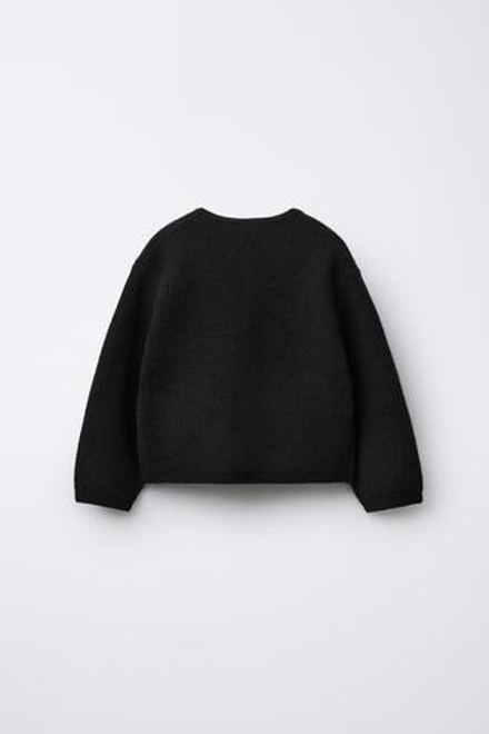 ZARA БАЗОВЫЙ ВЯЗАНЫЙ КАРДИГАН, ЧЕРНЫЙ