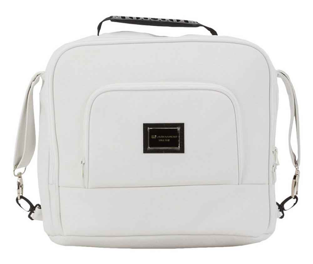 Детская коляска Adamex Luciano Deluxe 2 в 1 Q107-C (БЕЛ 100% КОЖА-ЧЕРНАЯ РАМА)