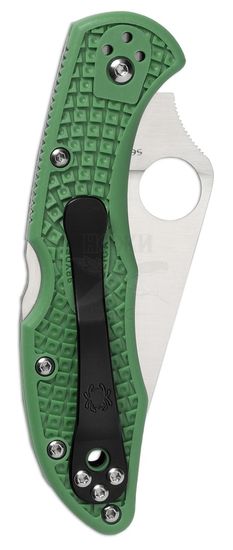 Нож складной Spyderco Delica Flat Ground Green C11FPGR c клинком из стали VG-10, рукоять FRN