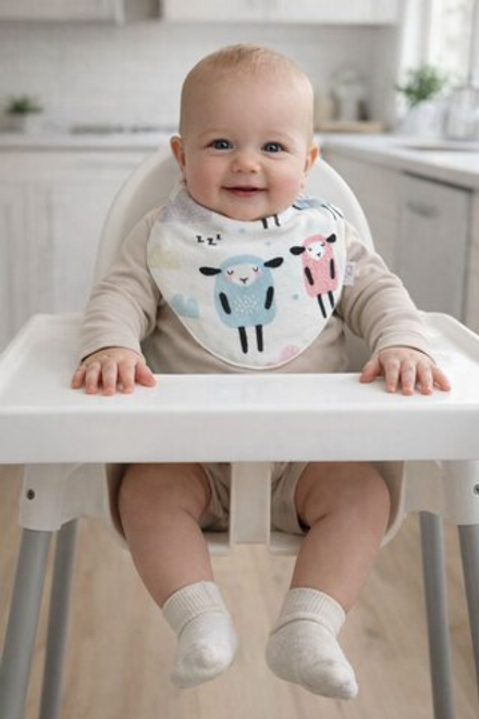 Непромокаемый слюнявчик-нагрудник на кнопках RinaAmari фланель в ассортименте