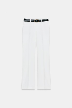 ZARA ПРЯМЫЕ БРЮКИ С РЕМНЕМ, ЭКРЮ