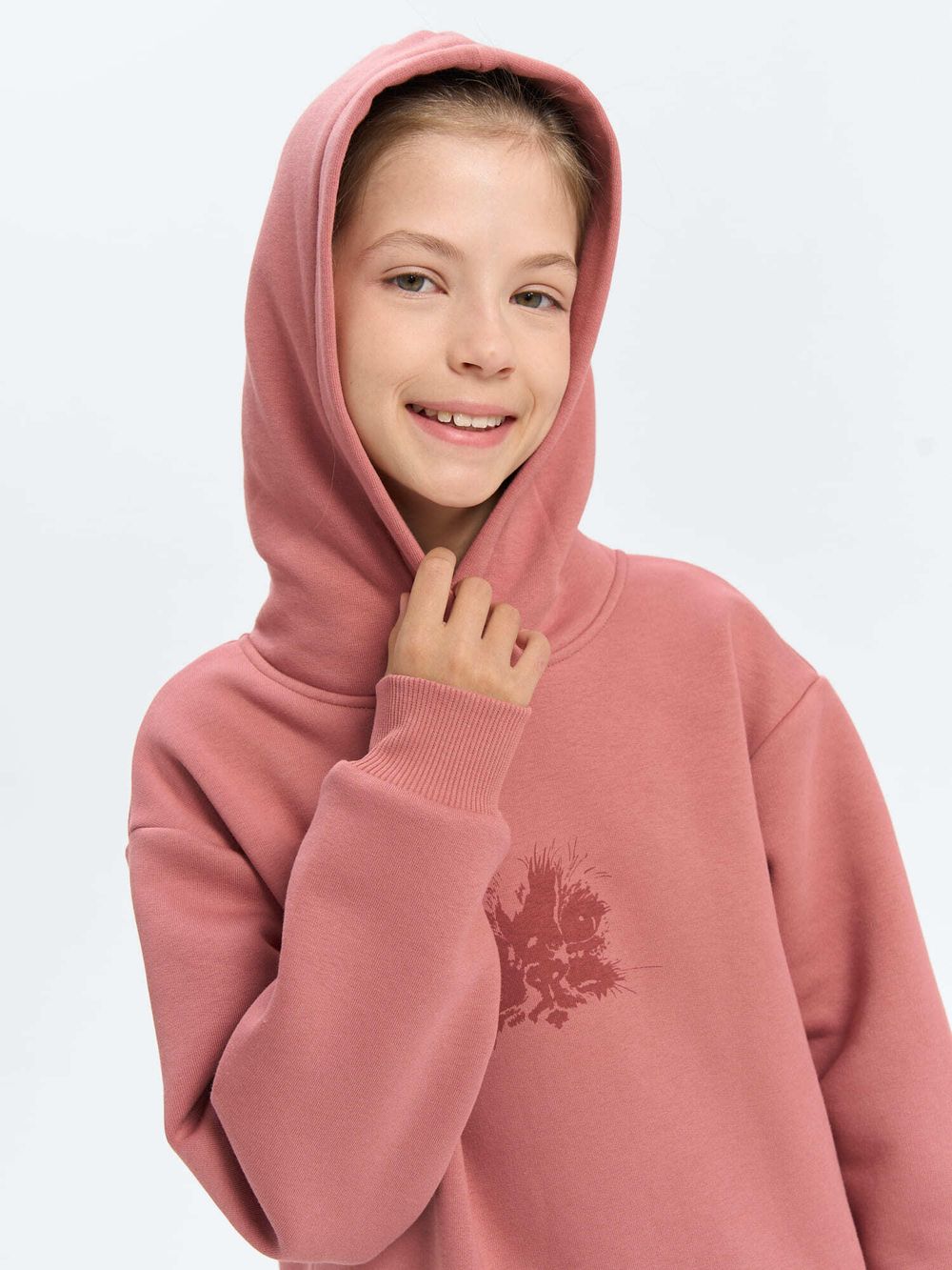 Худи "Пепельная роза" с принтом утепленное 7+