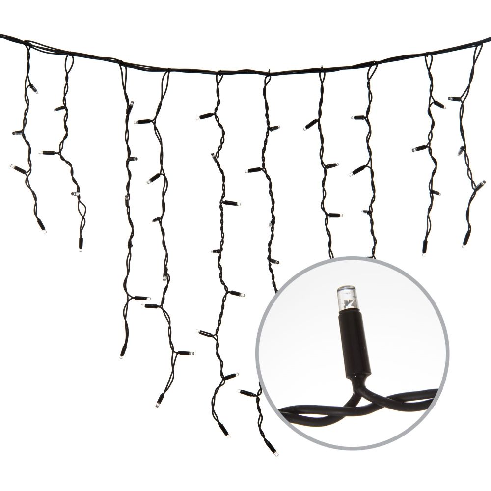 ULD-B3010-200-TBK BLUE IP67 Бахрома светодиодная с эффектом мерцания. 3м. Соединяемая. 200 светодиодов. Синий свет. Провод черный. TM Uniel.