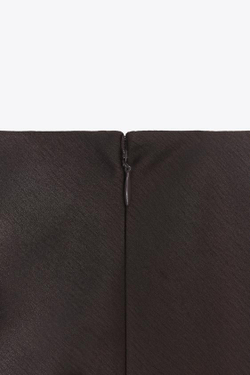 ZARA АТЛАСНАЯ ЮБКА С КРУЖЕВОМ — ZW COLLECTION, ТЕМНО-КОРИЧНЕВЫЙ