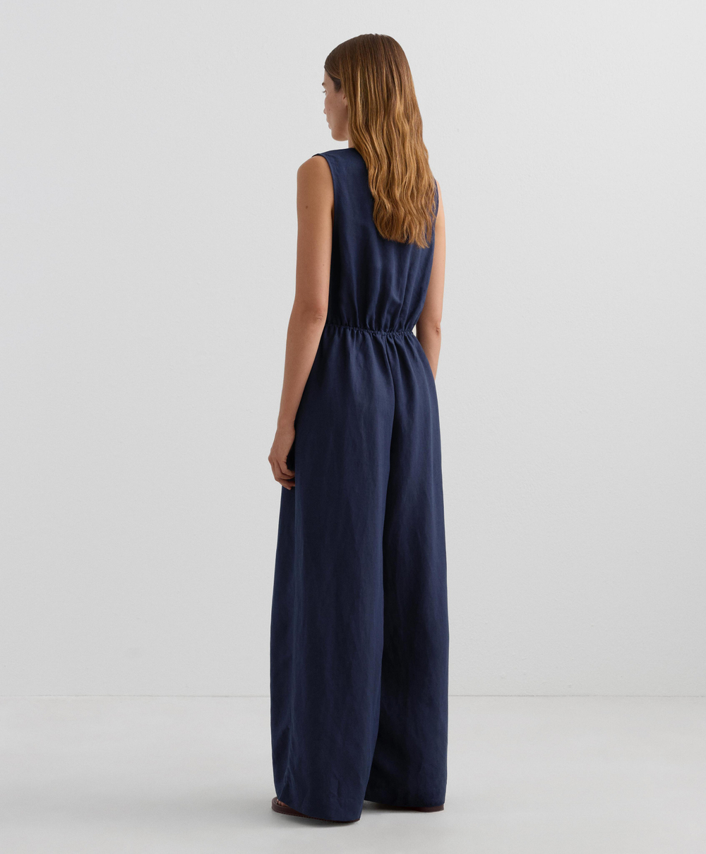 Oysho Длинный комбинезон из льна с запахом, военно-морской