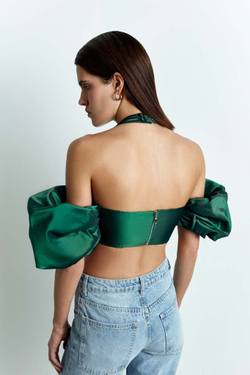 Драпированный укороченный топ из тафты