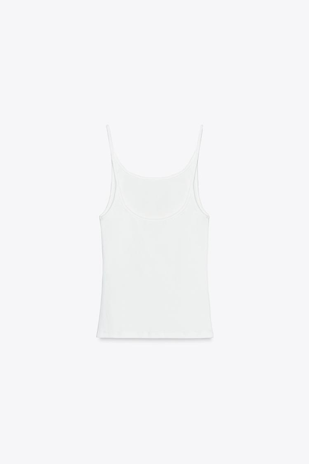 ZARA ТОП В РУБЧИК НА БРЕТЕЛЯХ, БЕЛЫЙ