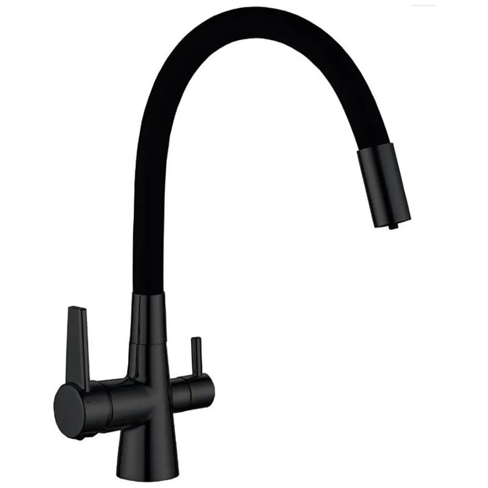 Смеситель для кухни 35к HB76859-7 HAIBA с вых. для питьевого фильтра с/отв п/гайку ГИБКИЙ ЧЕРНЫЙ^