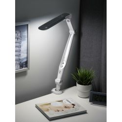 Настольный светильник ЭРА NLED-496-12W-S светодиодный на струбцине серебро