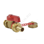 Кран шаровой латунь сливной R608D Ду 15 Ру10 НР/штуц 1/2" флажок красный с заглушкой Giacomini R608DY053