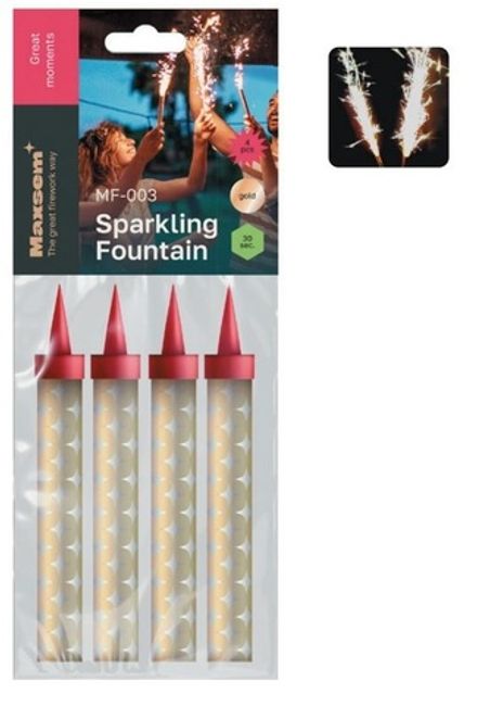 Тортовая свеча "Sparkling Fountain" MF-003  к-т 4 шт, 10-12,5 см, холодный огонь  (1/45/180)