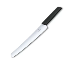 Victorinox - Нож Swiss Modern 26см, зубчатый, черный / артикул   6.9073.26WB  / GTIN 7613329150481