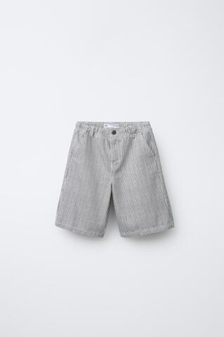 ZARA ШОРТЫ В ПОЛОСКУ, БЕЛЫЙ