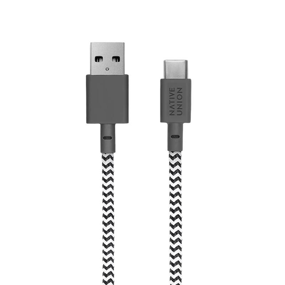 Кабель с оплёткой и ремешком Native Union Belt Cable XL USB-A — USB-C (USB 2.0) (3 м) Поддерживаемая скорость передачи данных — до 480 Мбит/с. Сертификация USB-IF